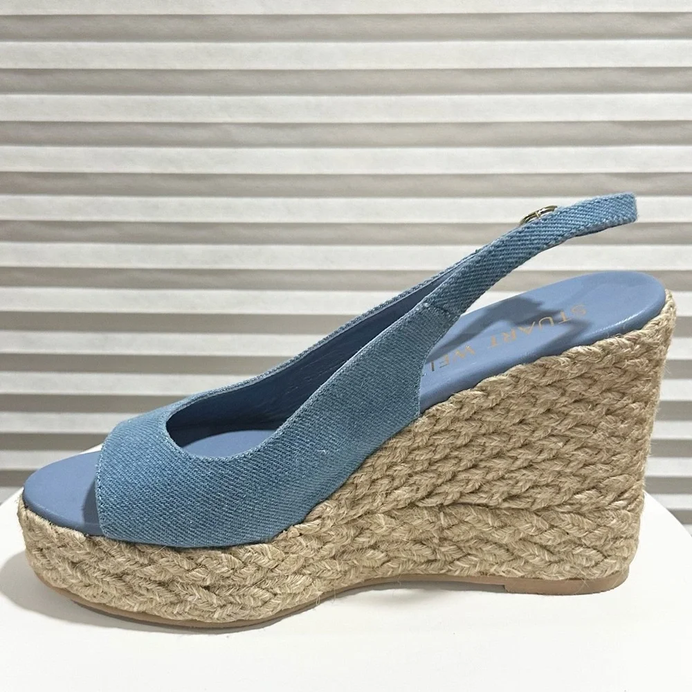 🌹STUART WEITZMAN🌹 Peep Toe Espadrille Wedge Sandals Size: 8B